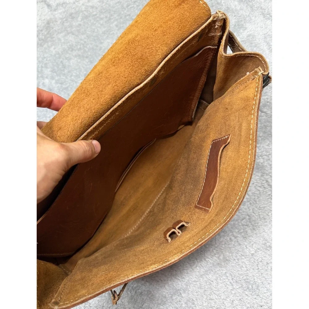 Tahoe Classics Brown Bag Co Saddle Leather Briefcase Messenger Bag Made In USA